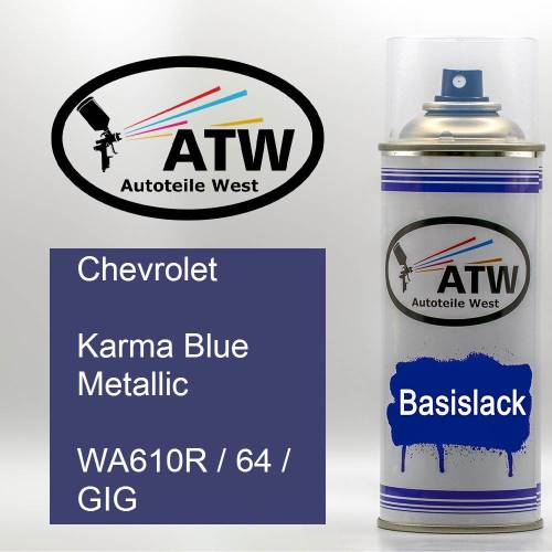 Chevrolet, Karma Blue Metallic, WA610R / 64 / GIG: 400ml Sprühdose, von ATW Autoteile West.